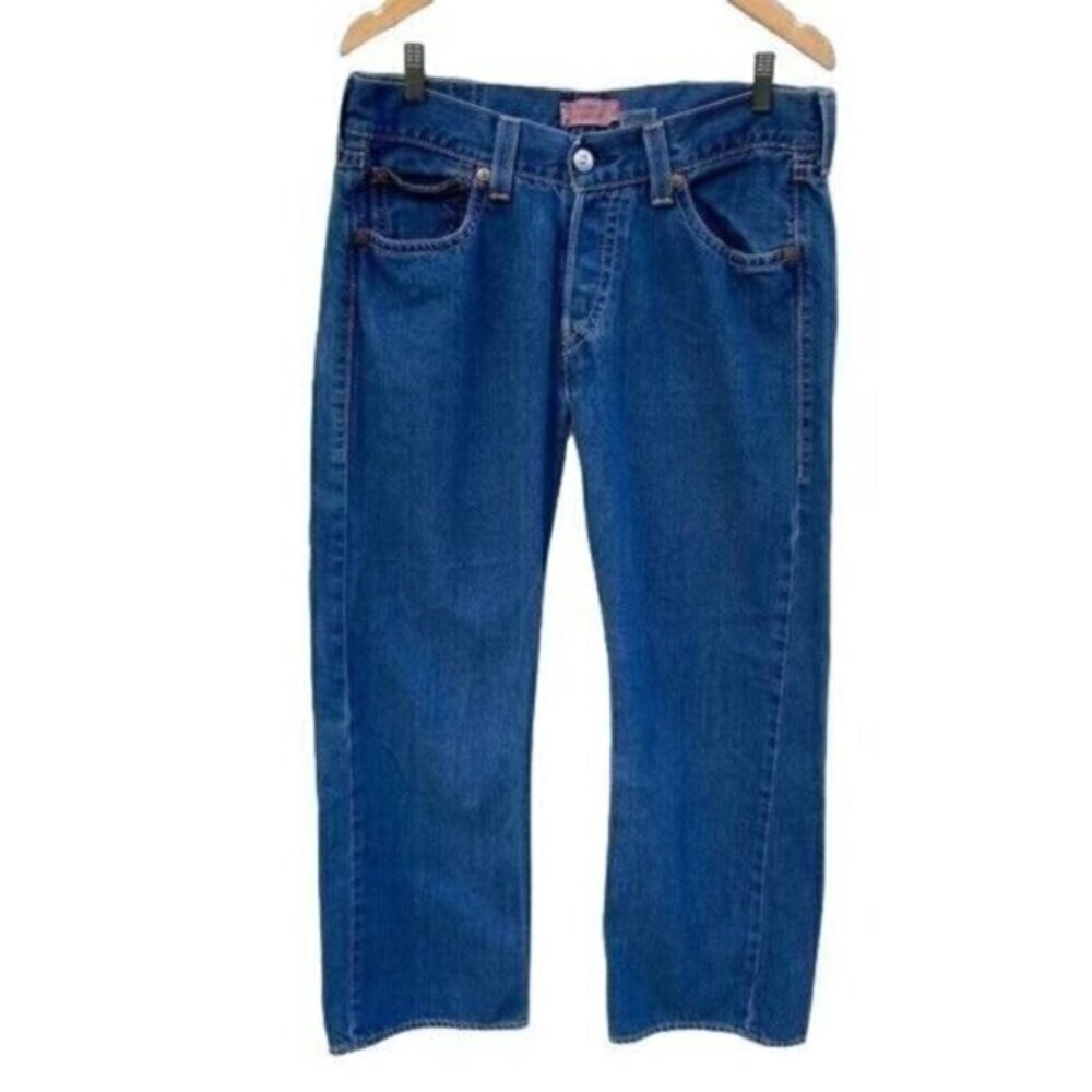 Levi's Mens Jeans Iconic Straight Size 36 X 30 Button Fly Cotton Medium Wash